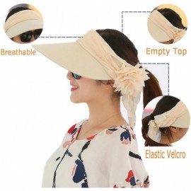 Sun Hats Floppy Summer UPF50+ Foldable Sun Beach Hats Accessories Wide Brim for Women - Beige Empty Top - C912E9P9K3V $9.48