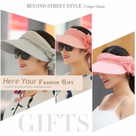 Sun Hats Floppy Summer UPF50+ Foldable Sun Beach Hats Accessories Wide Brim for Women - Beige Empty Top - C912E9P9K3V $9.48