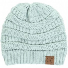 Skullies & Beanies Trendy Warm Chunky Soft Stretch Cable Knit Beanie Skull Cap - Mint - CX126QDGCJJ $7.23