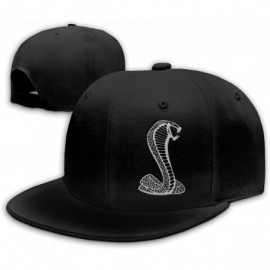 Baseball Caps Black Mustang Cobra Snapback Flat Baseball Cap Men's Adjustable - Black - CA18O9T23KK $13.55