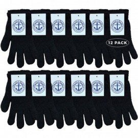 Skullies & Beanies Winter Beanies & Gloves For Men & Women- Warm Thermal Cold Resistant Bulk Packs - 12 Pairs Solid Black - C...