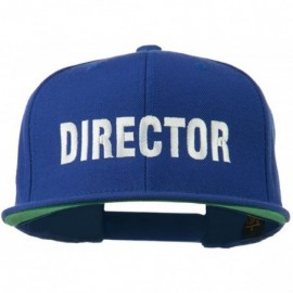 Baseball Caps Director Embroidered Flat Bill Cap - Royal - CF11V0OG777 $24.96