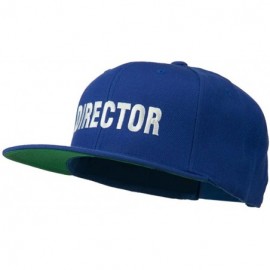 Baseball Caps Director Embroidered Flat Bill Cap - Royal - CF11V0OG777 $24.96