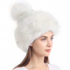 Bomber Hats Women's Faux Fur Hat Russian Style Monglian Warm Soft Cossack Pompom Ski Hats for Winter - White - C118WWR7QLK $2...