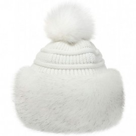 Bomber Hats Women's Faux Fur Hat Russian Style Monglian Warm Soft Cossack Pompom Ski Hats for Winter - White - C118WWR7QLK $2...