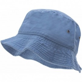 Bucket Hats 100% Cotton Bucket Hat for Men- Women- Kids - Summer Cap Fishing Hat - Light Blue - CW18H2UKS9S $10.87