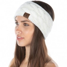 Cold Weather Headbands Exclusives Womens Head Wrap Lined Headband Stretch Knit Ear Warmer - Ivory - CQ18Y5KGNN8 $14.85