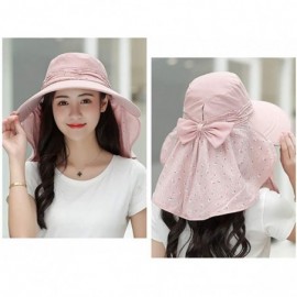 Sun Hats Women's UPF+50 Sun Visor Detachable Flap Hat Foldable Wide Brimmed UV Protection Hat - Khaki - CQ18R4EZ2I3 $11.27