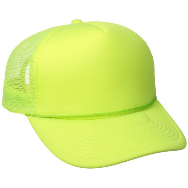 Baseball Caps Solid Color Neon Trucker Cap - Yellow - C01109SNKQB $9.14