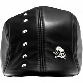 Skullies & Beanies Men Leather Flat Ivy Cap Newsboy Gatsby Golf Biker Rock Caps Studded - CC18EI8HTUU $30.38