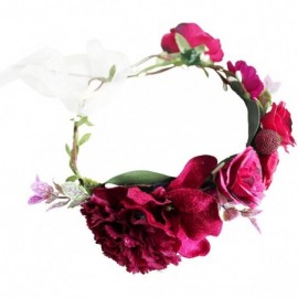 Headbands Flower Wreath Headband Floral Hair Garland Flower Crown Halo Headpiece Boho with Ribbon Wedding Party Photos - 27 -...