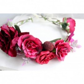 Headbands Flower Wreath Headband Floral Hair Garland Flower Crown Halo Headpiece Boho with Ribbon Wedding Party Photos - 27 -...