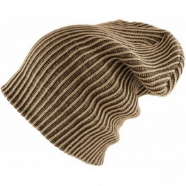 Skullies & Beanies Two Tone Slouchy Knit Beanie Warm Winter Skater Ski Hip-hop Hat - Brown - CO11PKZLGEV $14.04