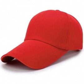 Baseball Caps Unisex Long Brim Baseball Cap Cotton Adjustable Sun Hat Large Visor Anti-UV for Outdoor Sports - Solid Red - CP...