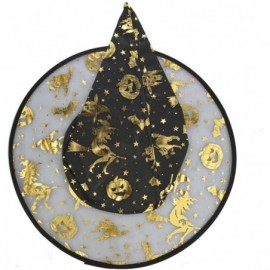 Sun Hats Pumpkin Halloween Printed Mesh 14" Cone Witch Hat - Gold and Black - CI12LV0PV3P $8.24