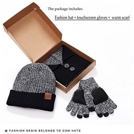 Skullies & Beanies 3-Pieces Winter Knit Hat Set Warm Beanie Hat + Scarf + Gloves Winter Set - Rose Red - CB186SYIIIN $13.23