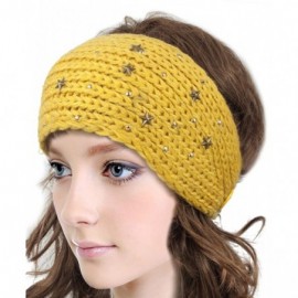 Headbands Women's Winter Knit Headband - Star - Yellow - CL1207B0ESB $10.63
