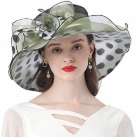Sun Hats Women's Church Derby Tea Party Wedding Hat Polka Dot - Olive Green - C619443LDRA $29.66