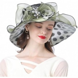 Sun Hats Women's Church Derby Tea Party Wedding Hat Polka Dot - Olive Green - C619443LDRA $19.77