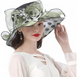 Sun Hats Women's Church Derby Tea Party Wedding Hat Polka Dot - Olive Green - C619443LDRA $19.77