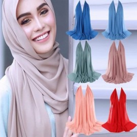 Cold Weather Headbands Women Crinkle Cloud Hijab Scarf Lightweight Chiffon Muslim Islamic Long Hejab Head Wrap Shawls - D - C...