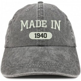 Baseball Caps Made in 1940 Embroidered 80th Birthday Washed Baseball Cap - Black - CR18C7HIHYL $15.88