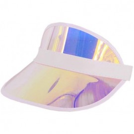 Sun Hats Women Men Sun Visor Caps Transparent Colored Plastic Sun Hat Elastic Headband Solar Summer UV Protection Outdoor - C...