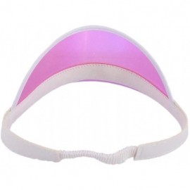 Sun Hats Women Men Sun Visor Caps Transparent Colored Plastic Sun Hat Elastic Headband Solar Summer UV Protection Outdoor - C...