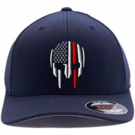 Baseball Caps Thin RED LINE - Thin Blue LINE Spartan Helmet Cap. Embroidered. 6477- 6277 Wooly Combed Twill Flexfit - Dark Na...