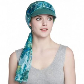 Newsboy Caps Breathable Bamboo Lined Cotton Hat and Scarf Set for Women - Green Diamonds - C718NO2XC89 $15.75