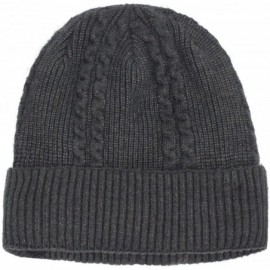 Skullies & Beanies Men's Wool Blend Knit Beanie- Soft & Warm Velour Fleece Lined - Angora Blend Cable (for Larger Head) - Dar...