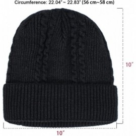 Skullies & Beanies Men's Wool Blend Knit Beanie- Soft & Warm Velour Fleece Lined - Angora Blend Cable (for Larger Head) - Dar...