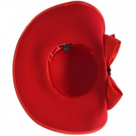 Fedoras Ladies 100% Wool Felt Feather Cocktail British Formal Party Hat - Bow-red - CU12N09Y892 $40.08