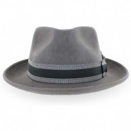 Fedoras Belfry Gangster 100% Wool Stain Resistant Crushable Dress Fedora in Black Grey Navy Brown Pecan - Grey/Stripe - C218S...