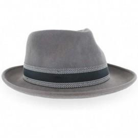 Fedoras Belfry Gangster 100% Wool Stain Resistant Crushable Dress Fedora in Black Grey Navy Brown Pecan - Grey/Stripe - C218S...