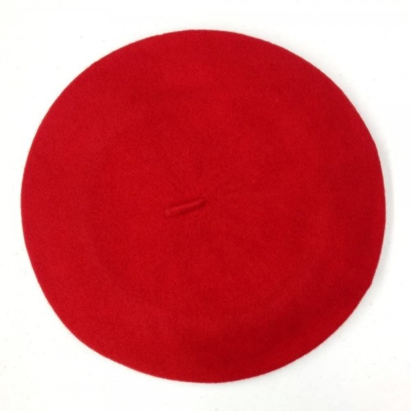 Berets Classic French Beret (Adult)- 100% Wool - Scarlet RED - CF11QN0EFZ9 $25.38