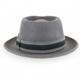 Fedoras Belfry Gangster 100% Wool Stain Resistant Crushable Dress Fedora in Black Grey Navy Brown Pecan - Grey/Stripe - C218S...