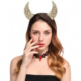 Headbands Halloween Headband Devil Horns and Felina Glitter Cat Ears Headbands - 05-golden Glitter - CW18I308NAK $11.51