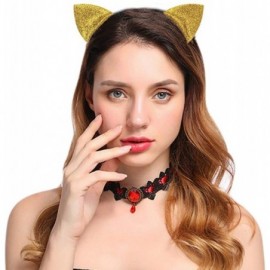Headbands Halloween Headband Devil Horns and Felina Glitter Cat Ears Headbands - 05-golden Glitter - CW18I308NAK $11.51
