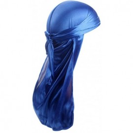 Skullies & Beanies Silk Durags for Men Waves-Long Tail Cool Doorags Scarf Chemo Wave Caps - Blue - CB18EL09L6W $15.51