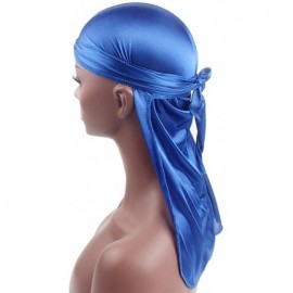 Skullies & Beanies Silk Durags for Men Waves-Long Tail Cool Doorags Scarf Chemo Wave Caps - Blue - CB18EL09L6W $15.51