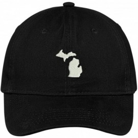 Baseball Caps Michigan State Map Embroidered Low Profile Soft Cotton Brushed Baseball Cap - Black - CZ17Y2D7KXC $16.28