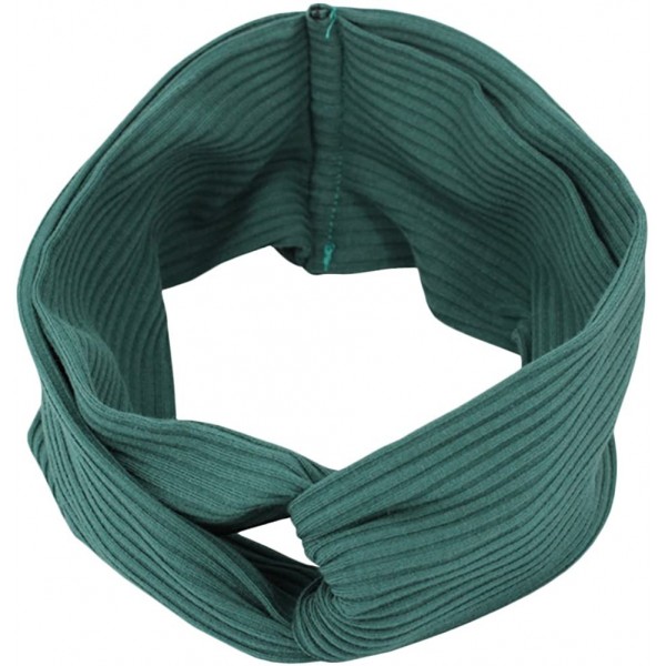 Headbands Women's Stretch Twisted Sports Headband Fashion Wide Head Wrap Hair Band - Dark Green - CD1802GS3DQ $8.60