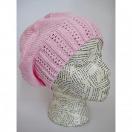 Skullies & Beanies Lovely Crochet Srping Beret/Hat Cotton Acrylic Fall Hat - Pink - CS11D12E9K3 $11.28