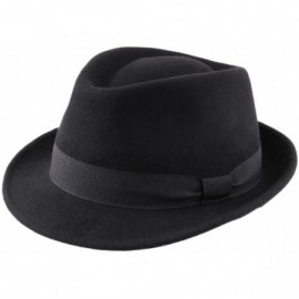 Fedoras Classic Trilby Pliable Wool Felt Trilby Hat Packable Water Repellent - Noir - C91922AK8NW $76.75