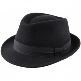 Fedoras Classic Trilby Pliable Wool Felt Trilby Hat Packable Water Repellent - Noir - C91922AK8NW $33.33