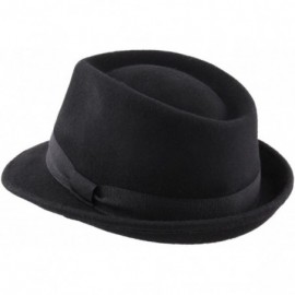 Fedoras Classic Trilby Pliable Wool Felt Trilby Hat Packable Water Repellent - Noir - C91922AK8NW $33.33