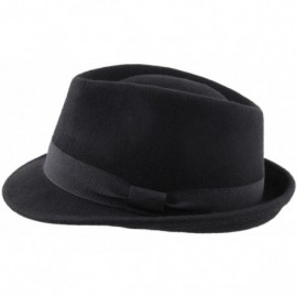 Fedoras Classic Trilby Pliable Wool Felt Trilby Hat Packable Water Repellent - Noir - C91922AK8NW $33.33