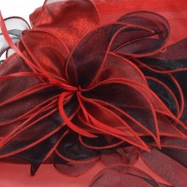 Sun Hats Women Church Derby Hats Tea Party Bridal Dress Wedding Hat - Red/Black - CR17YKOSCX5 $31.22