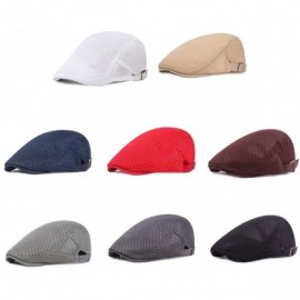 Newsboy Caps Newsboy Flat Scally Cap Retro Style Adjustable Cotton Linen Mesh Peaked Scally Newsboy Hat for Men Women - Red -...